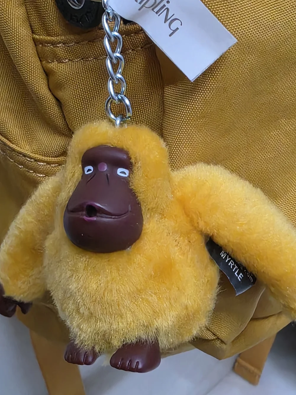 Kipling Bright Seoul XI Yellow Backpack with Myrtle Monkey Charm NWT